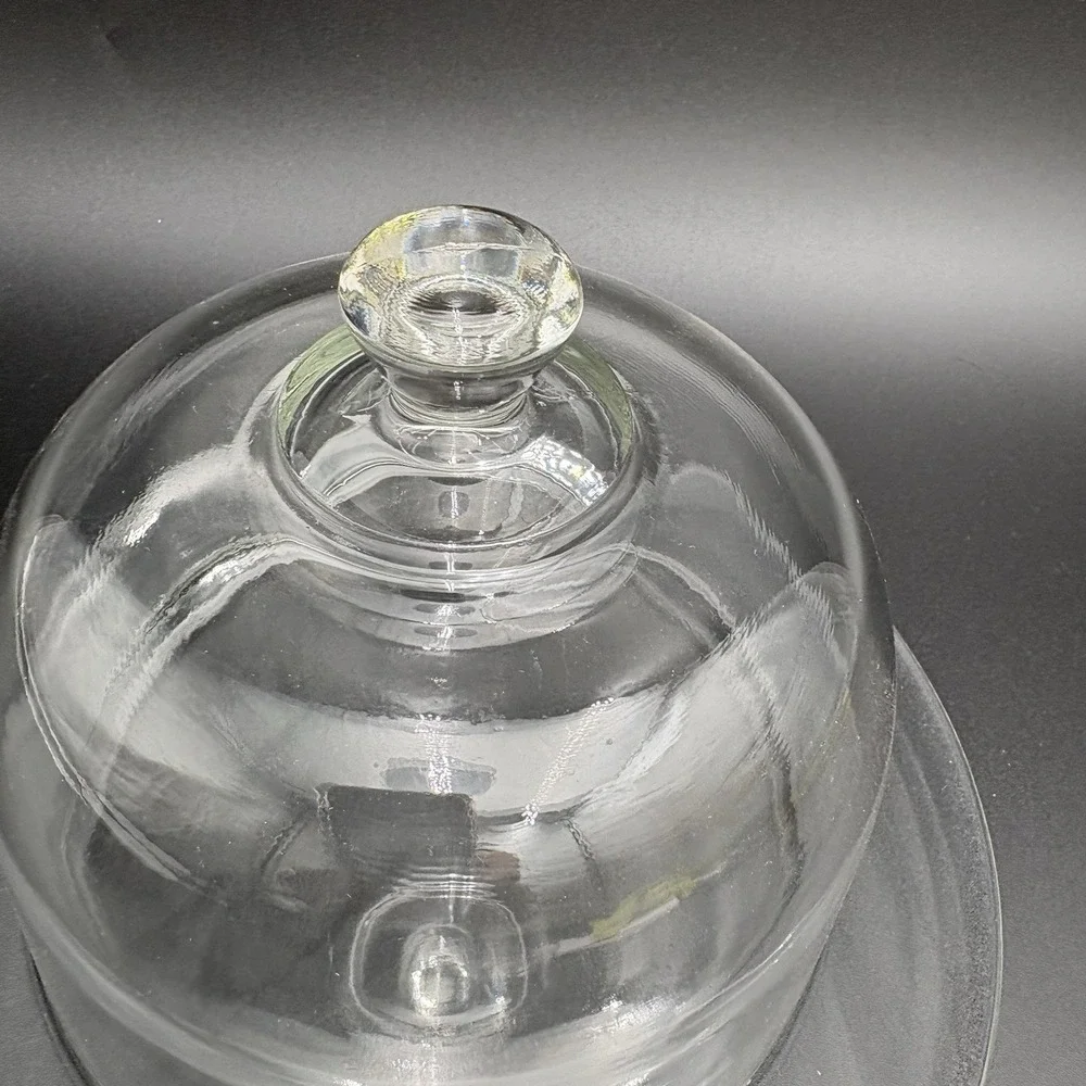 Arcoroc France Clear Glass 2-pc Cheese Dome Covered Serving Dish Vintage